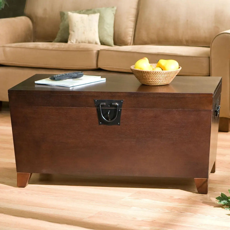 Contemporary Lift Top Coffee Table Storage Trunk in Espresso Finish by HomePacific