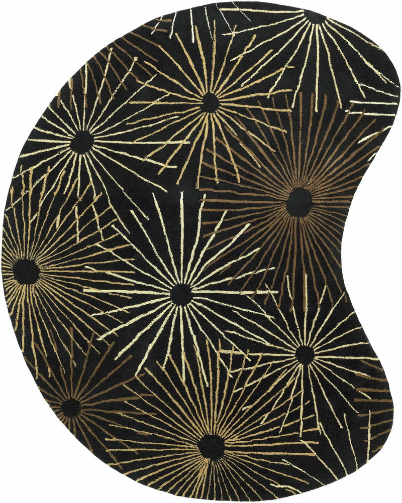 Clover Black Modern Wool Rug by Boutique Rugs