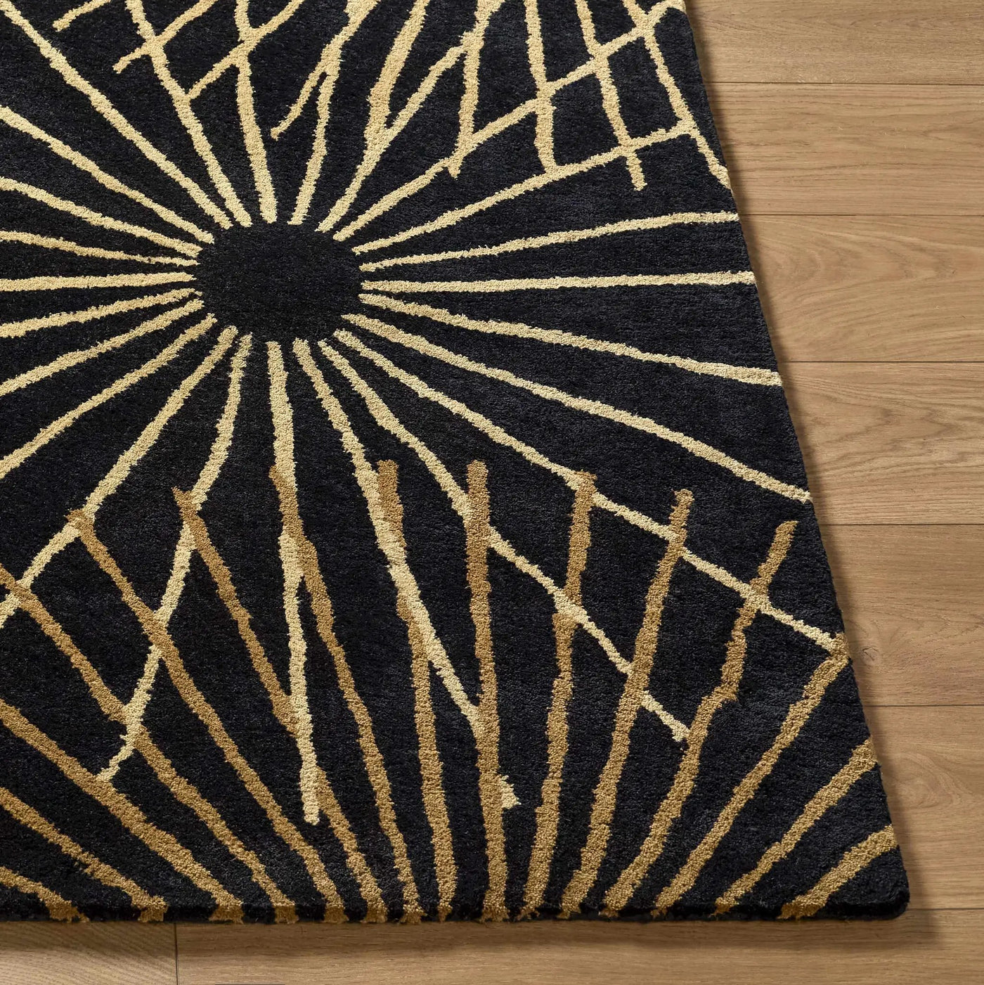 Clover Black Modern Wool Rug by Boutique Rugs