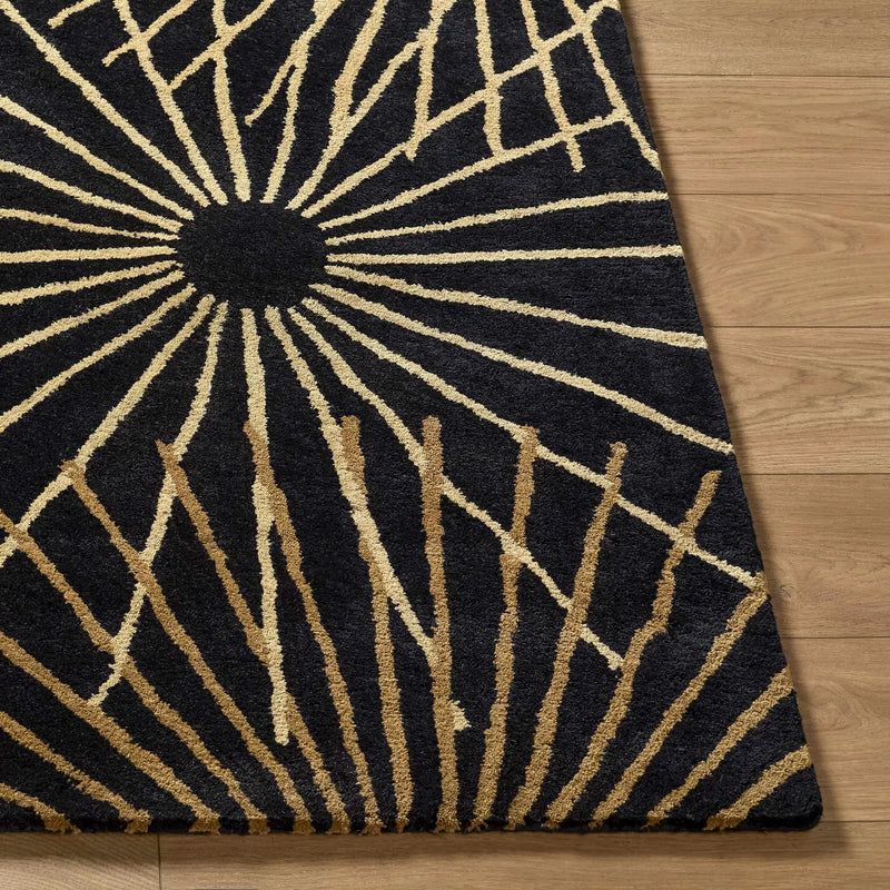 Clover Black Modern Wool Rug by Boutique Rugs