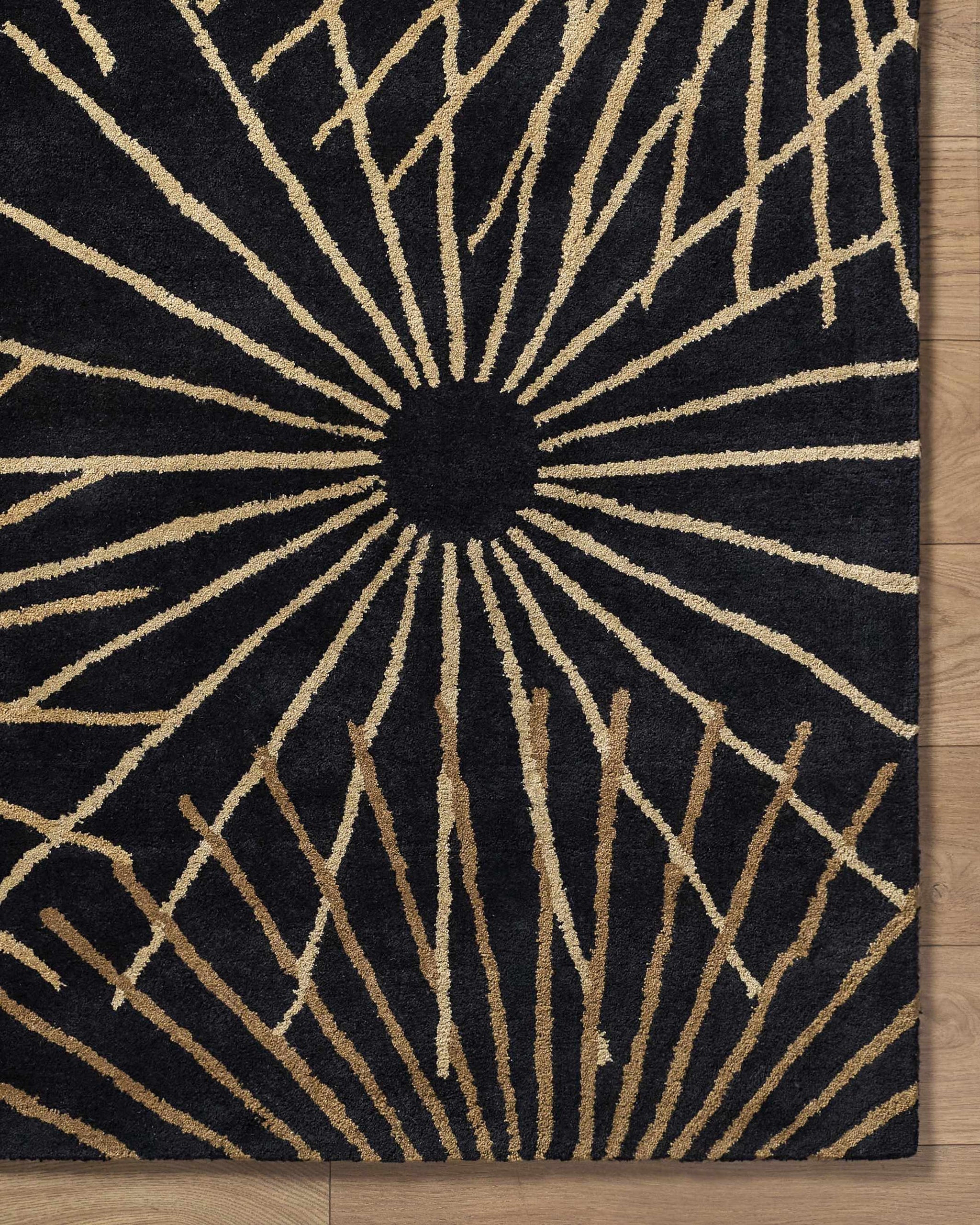 Clover Black Modern Wool Rug by Boutique Rugs