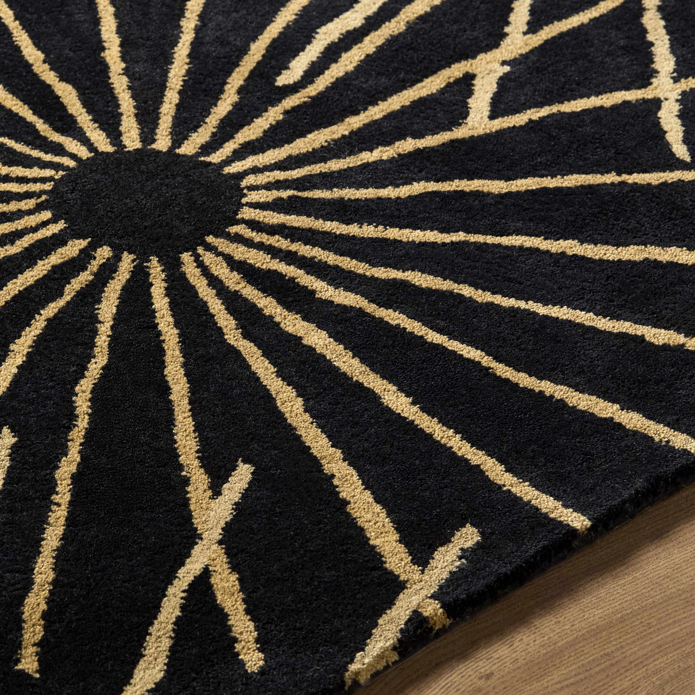 Clover Black Modern Wool Rug by Boutique Rugs