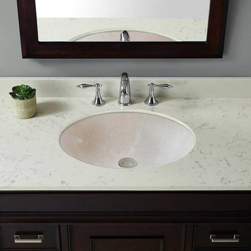 Botticino Marble Natural Stone Oval Shape Vessel Sink Honed (W)16" (L)20.5" (H)6" by GobekDesign