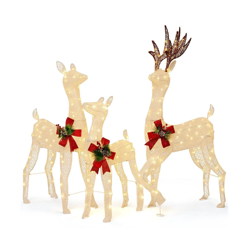 3-Piece Pre-lit Christmas Reindeer Family with 230 Warm White LED Lights by DirectDeals