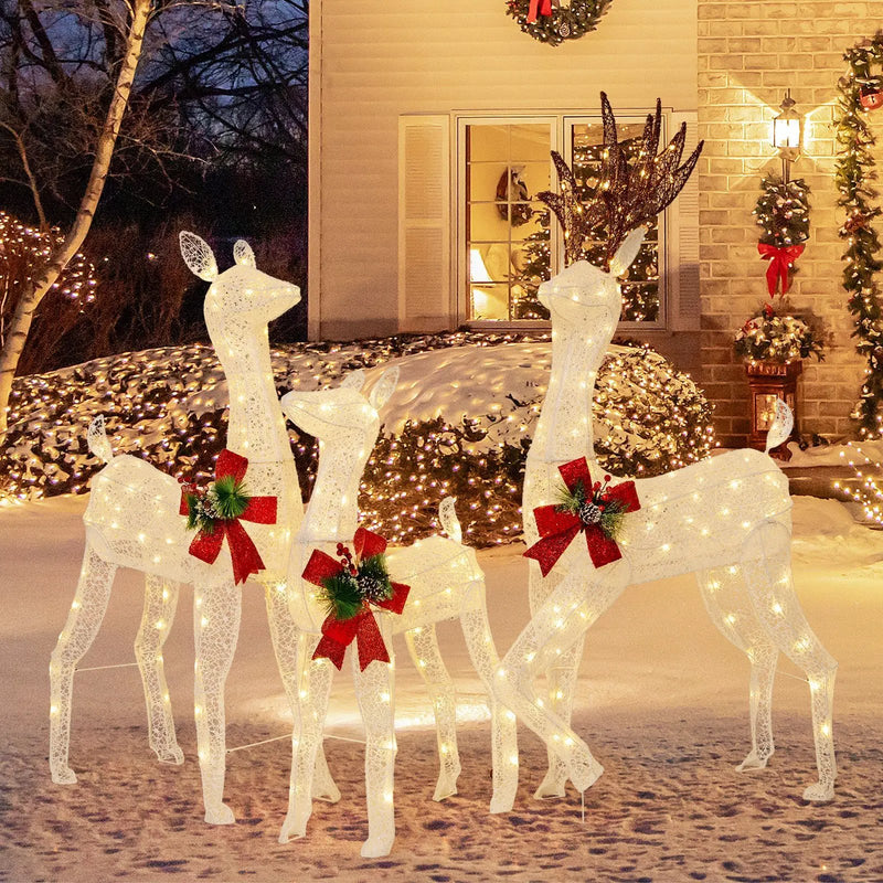 3-Piece Pre-lit Christmas Reindeer Family with 230 Warm White LED Lights by DirectDeals