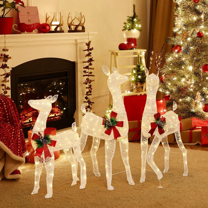 3-Piece Pre-lit Christmas Reindeer Family with 230 Warm White LED Lights by DirectDeals