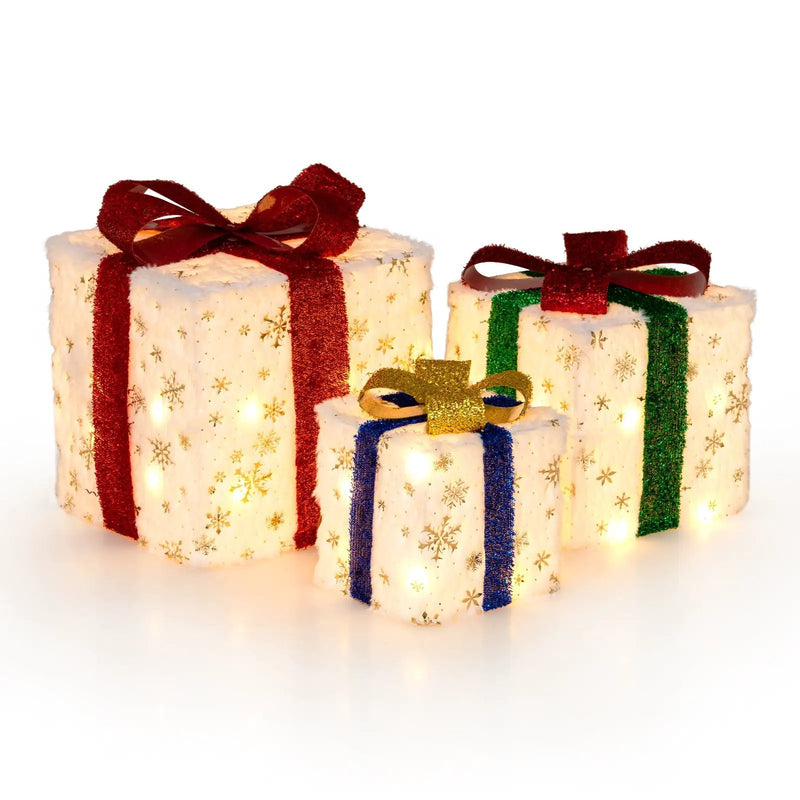 Set of 3 Christmas Lighted Gift Boxes with 48 Bright Warm Lights by DirectDeals