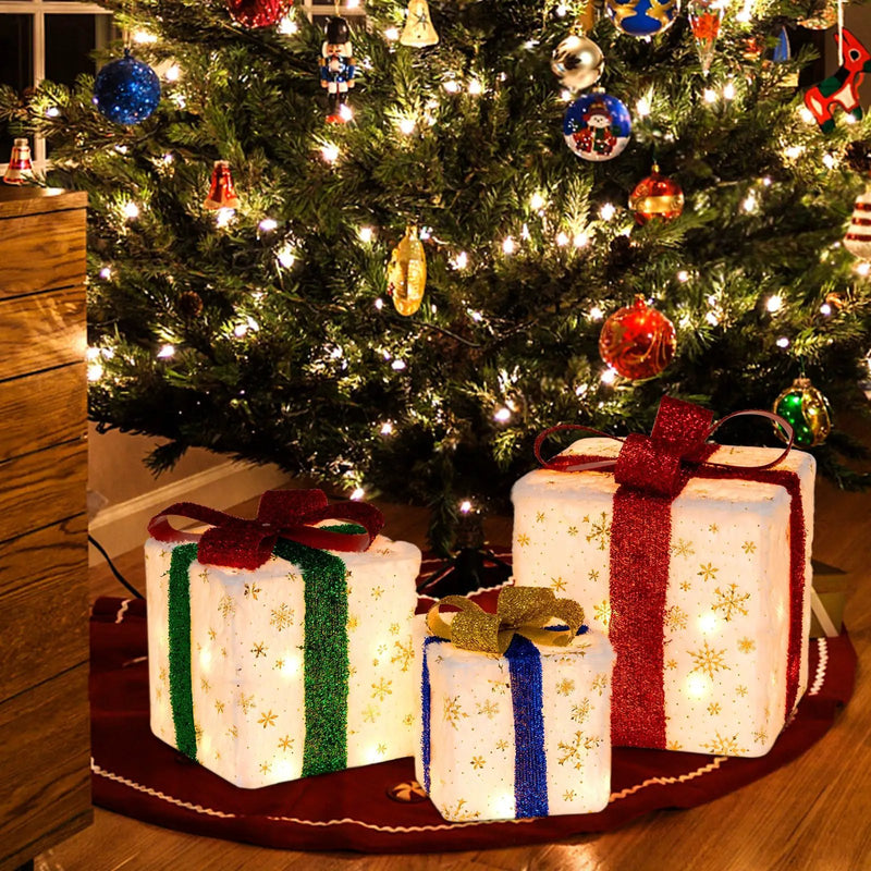 Set of 3 Christmas Lighted Gift Boxes with 48 Bright Warm Lights by DirectDeals