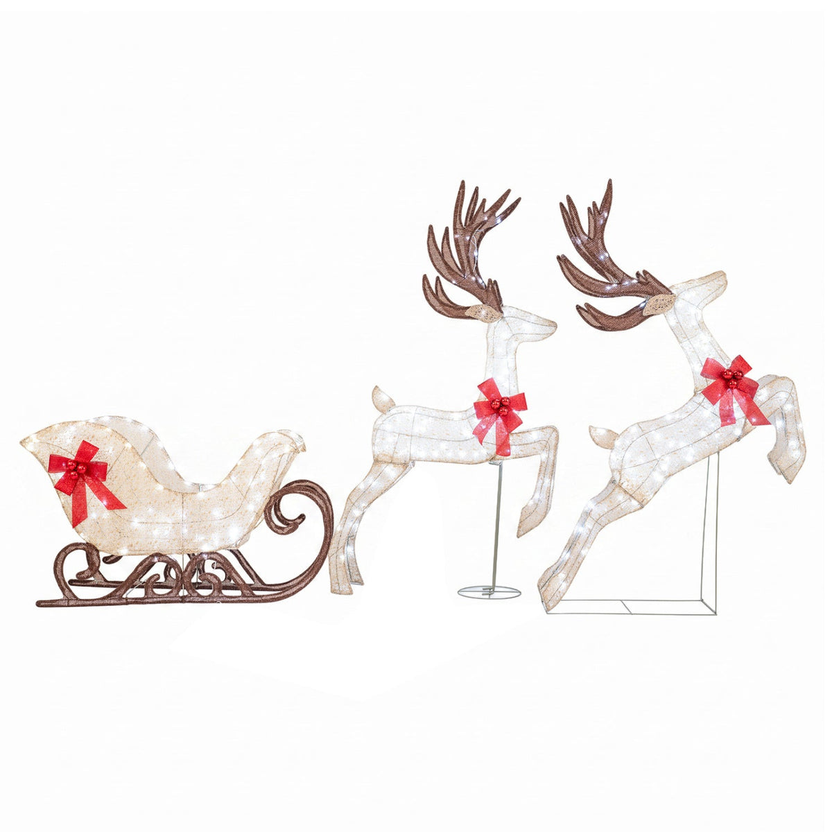 3-Piece Christmas Lighted Reindeer and Sleigh Set for Lawn & Garden, photo 9 of 9