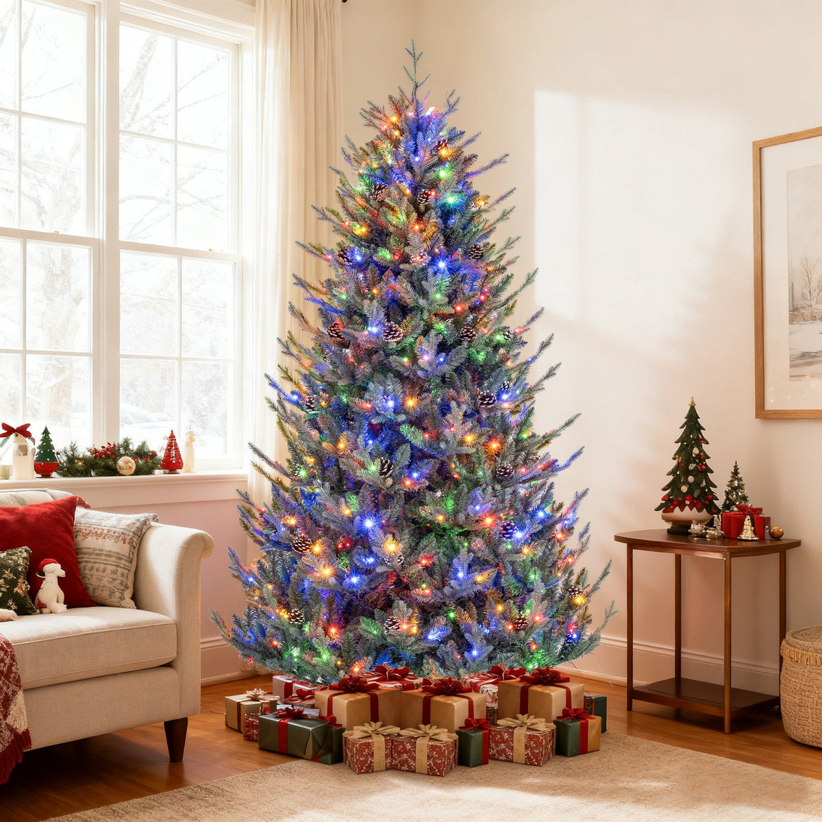 Pre-Lit Artificial Christmas Tree with Multicolored LED Lights-M, photo 11 of 11
