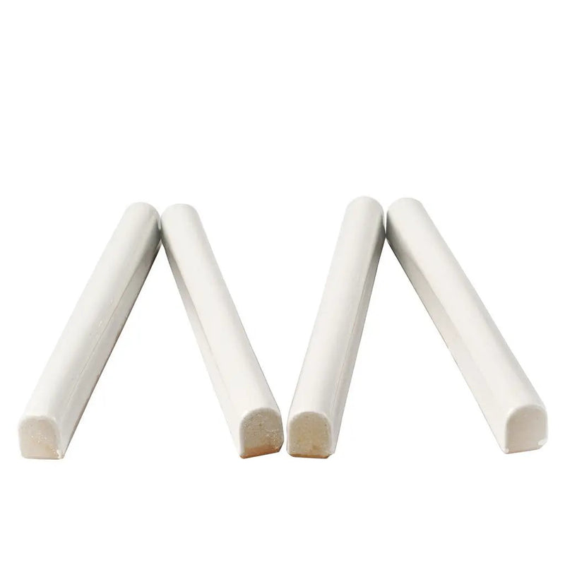 White 0.6x6 Glossy Ceramic Pencil Tile Trim (10 pack, 0.25 sq ft/case) by Apollo Tile