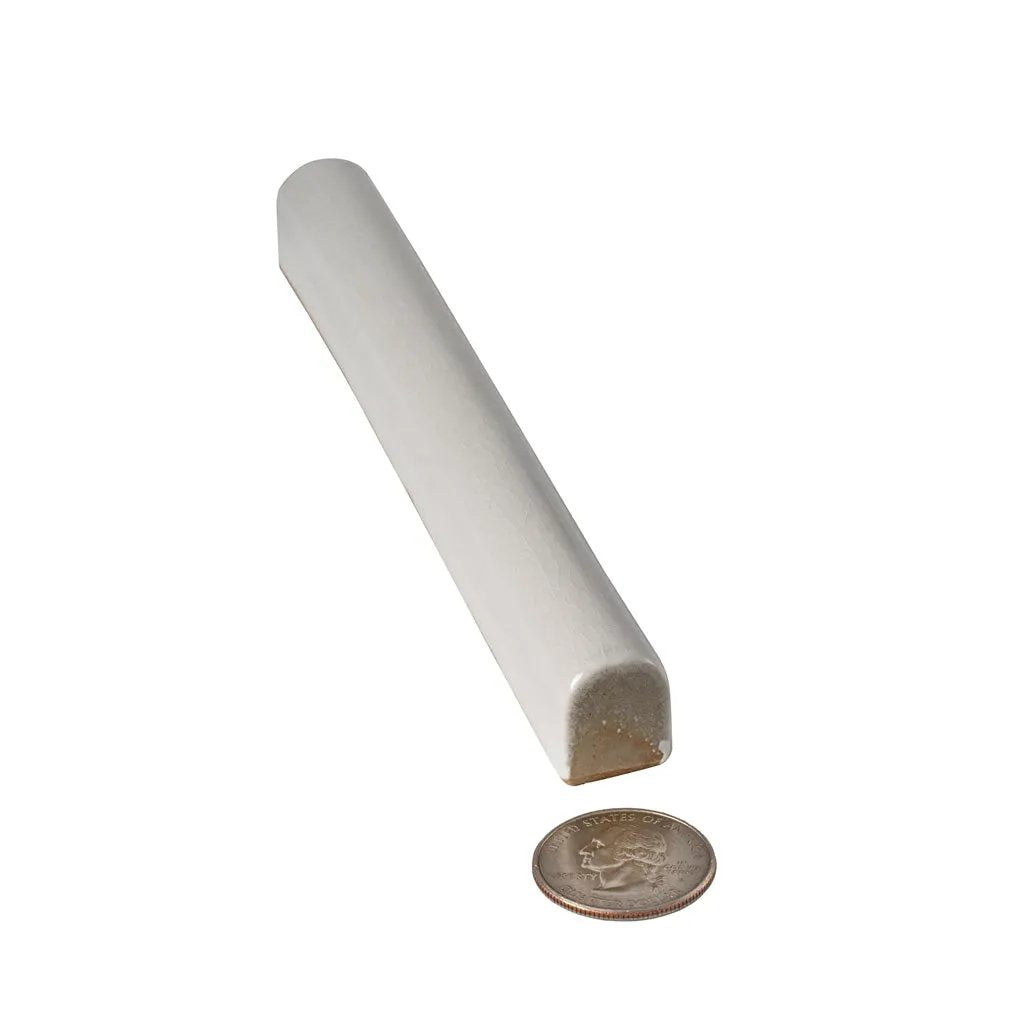 White 0.6x6 Glossy Ceramic Pencil Tile Trim (10 pack, 0.25 sq ft/case) by Apollo Tile