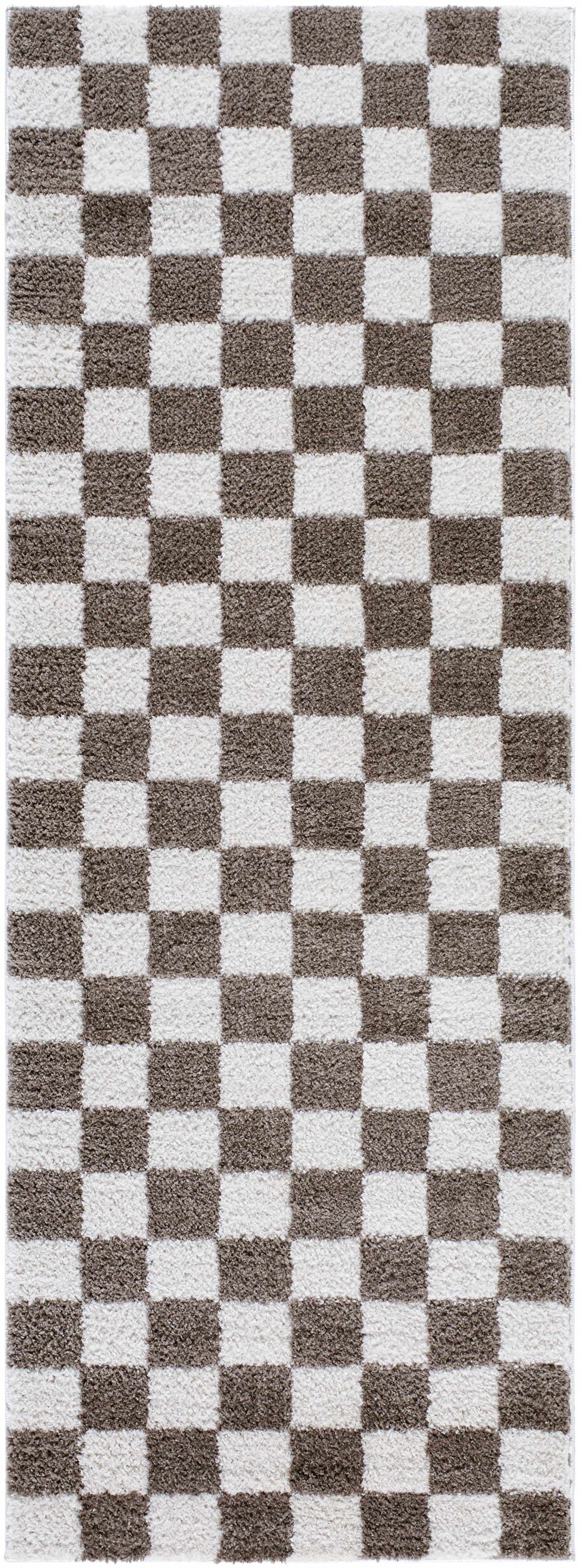 Canika Brown Washable Checkered Area Rug by Boutique Rugs