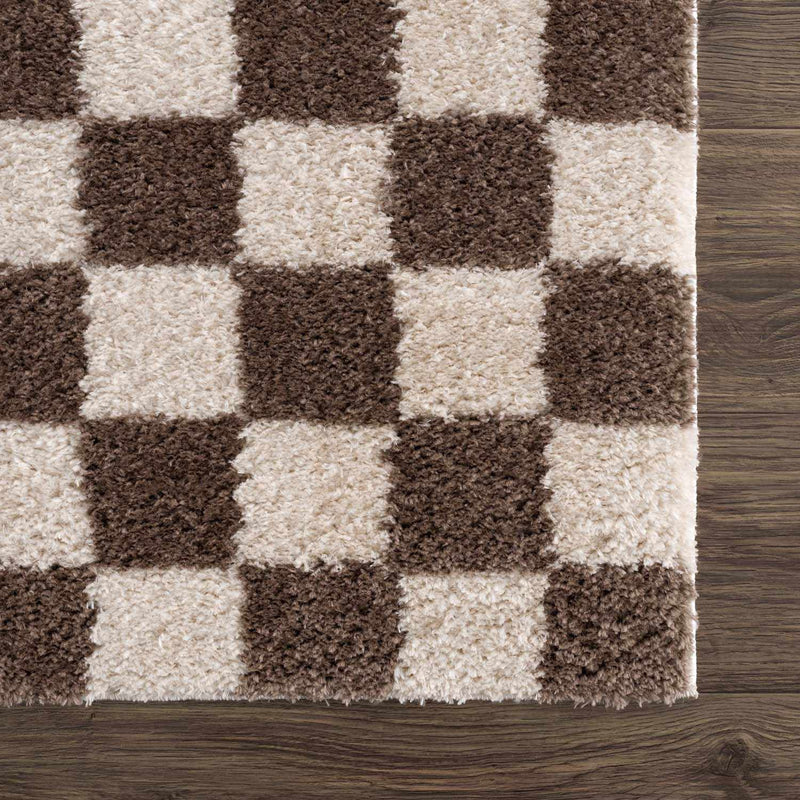 Canika Brown Washable Checkered Area Rug by Boutique Rugs