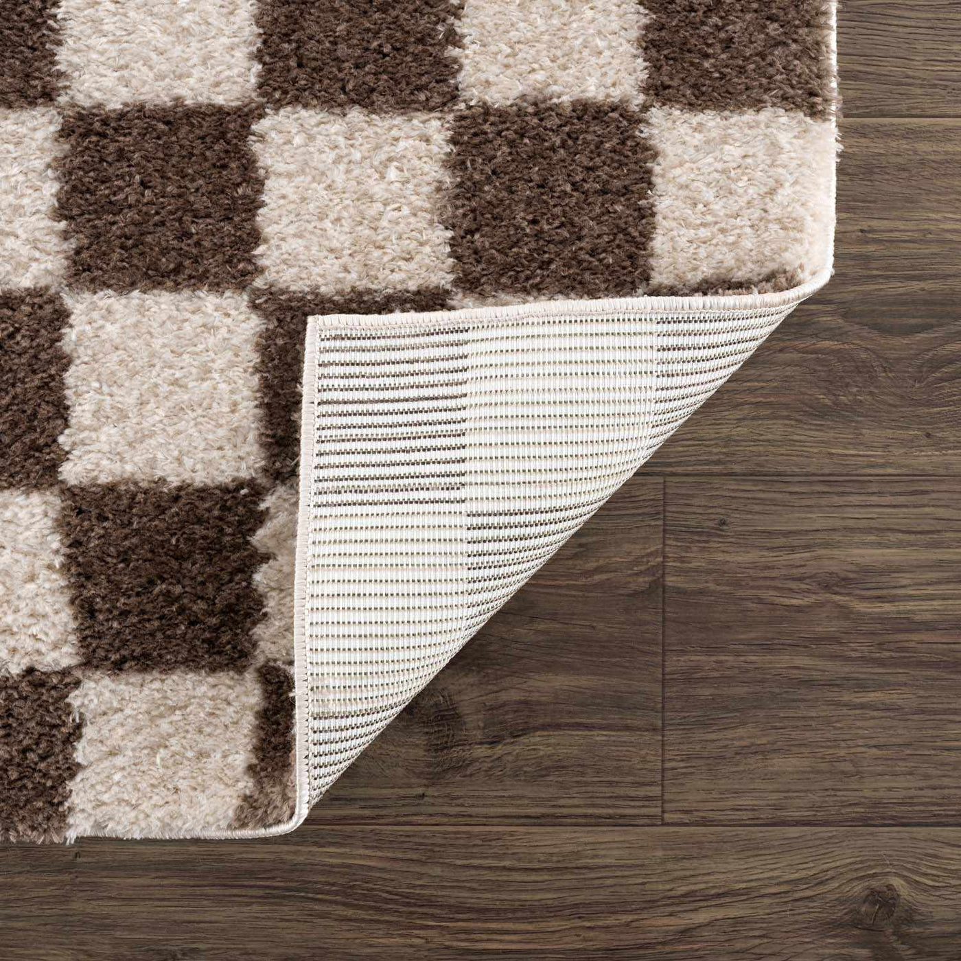 Canika Brown Washable Checkered Area Rug by Boutique Rugs