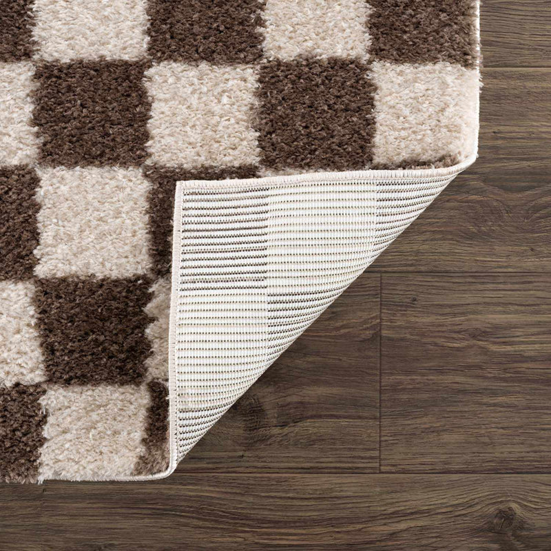 Canika Brown Washable Checkered Area Rug by Boutique Rugs