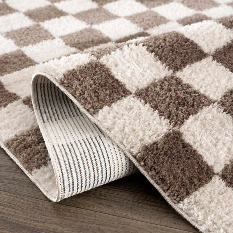 Canika Brown Washable Checkered Area Rug by Boutique Rugs