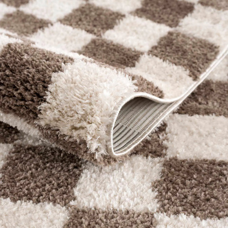 Canika Brown Washable Checkered Area Rug by Boutique Rugs