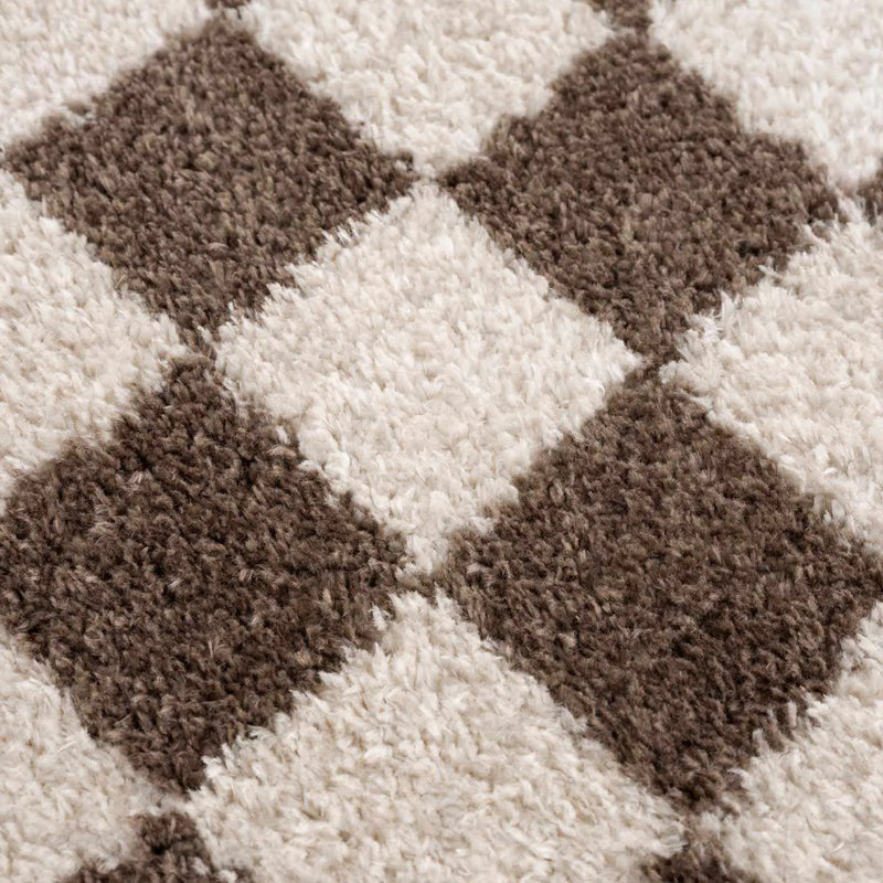 Canika Brown Washable Checkered Area Rug by Boutique Rugs