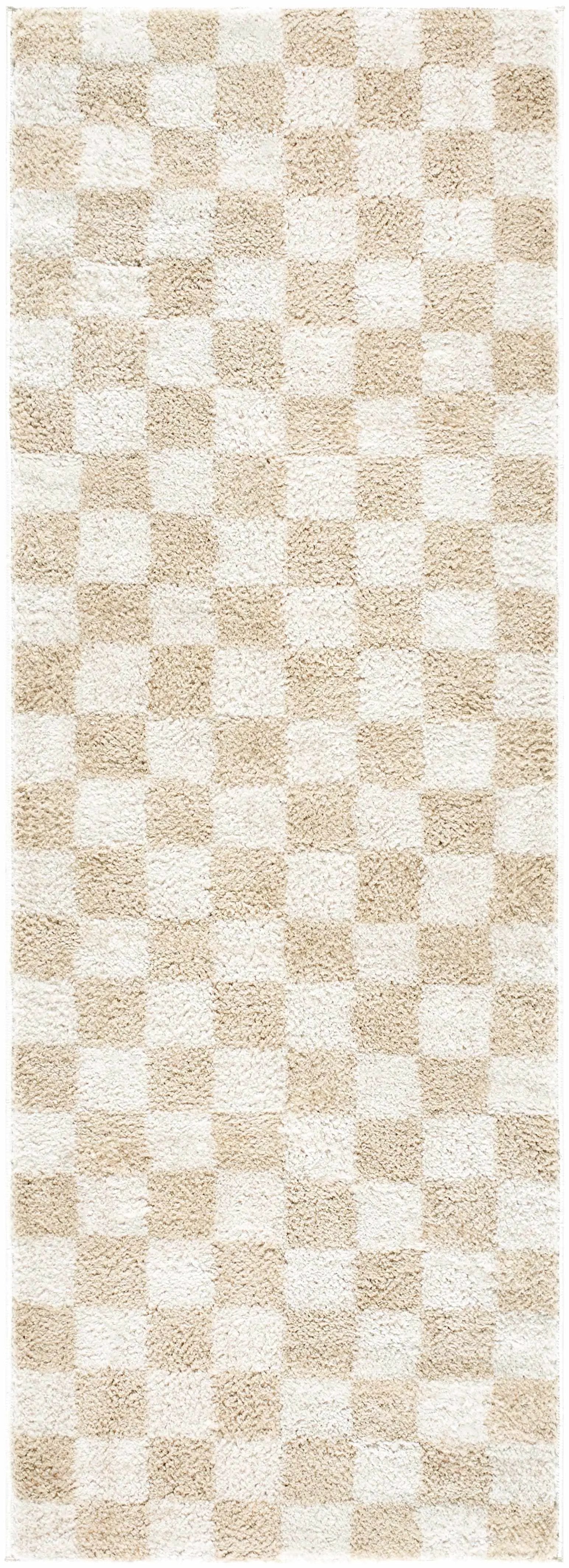 Canika Checkered Cream Washable Area Rug by Boutique Rugs