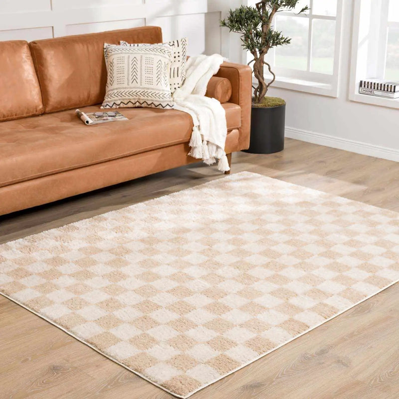 Canika Checkered Cream Washable Area Rug by Boutique Rugs