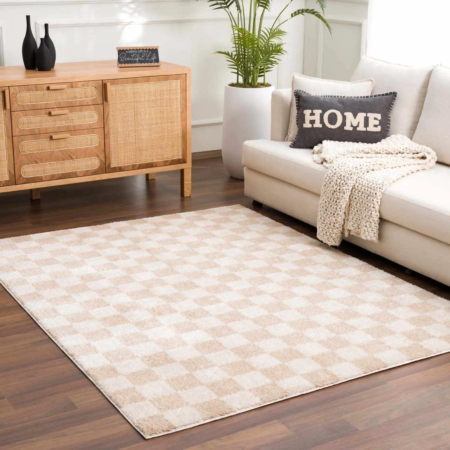 Canika Checkered Cream Washable Area Rug by Boutique Rugs