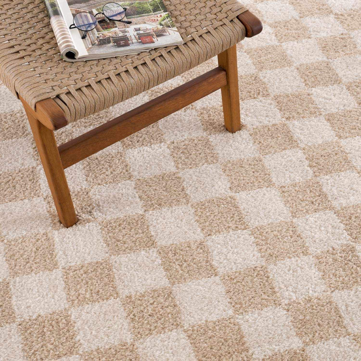 Canika Checkered Cream Washable Area Rug by Boutique Rugs