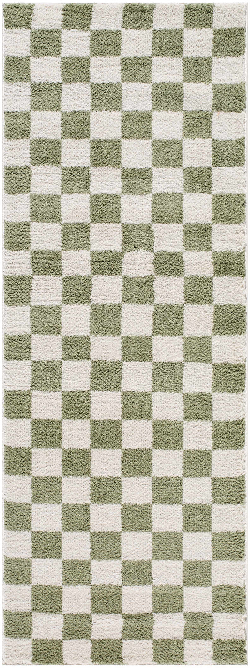 Canika Green Checkered Washable Plush Rug by Boutique Rugs