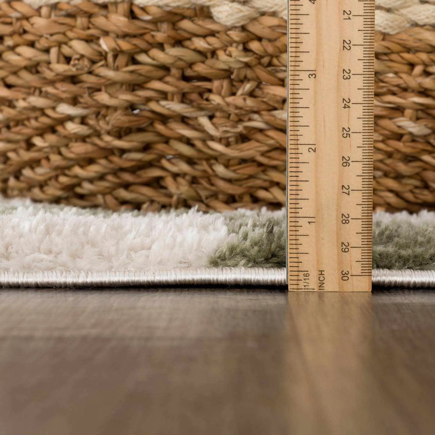 Canika Green Checkered Washable Plush Rug by Boutique Rugs