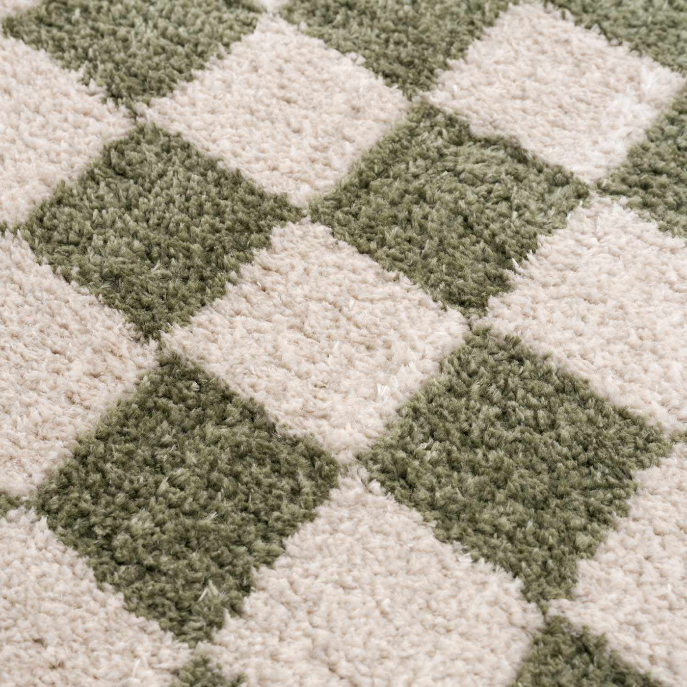 Canika Green Checkered Washable Plush Rug by Boutique Rugs