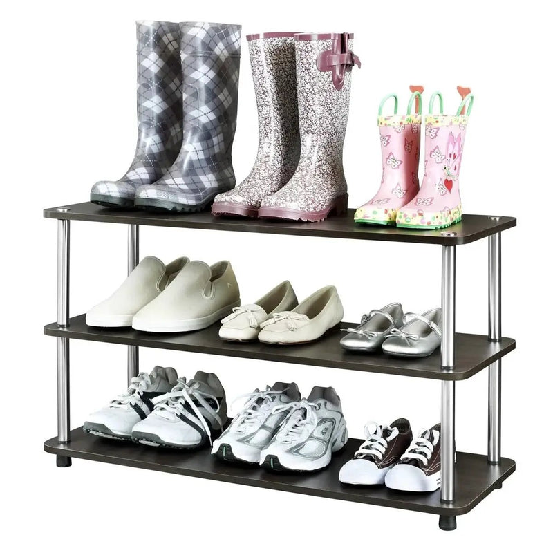 Espresso 3-Shelf Modern Shoe Rack - Holds up to 12 Pair of Shoes by HomePacific