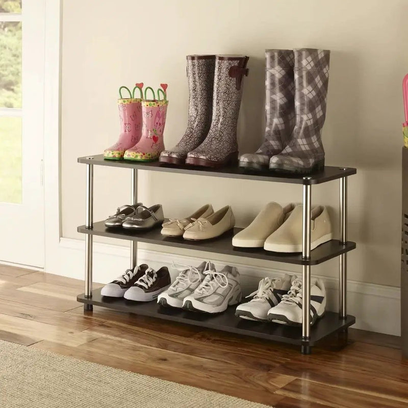 Espresso 3-Shelf Modern Shoe Rack - Holds up to 12 Pair of Shoes by HomePacific