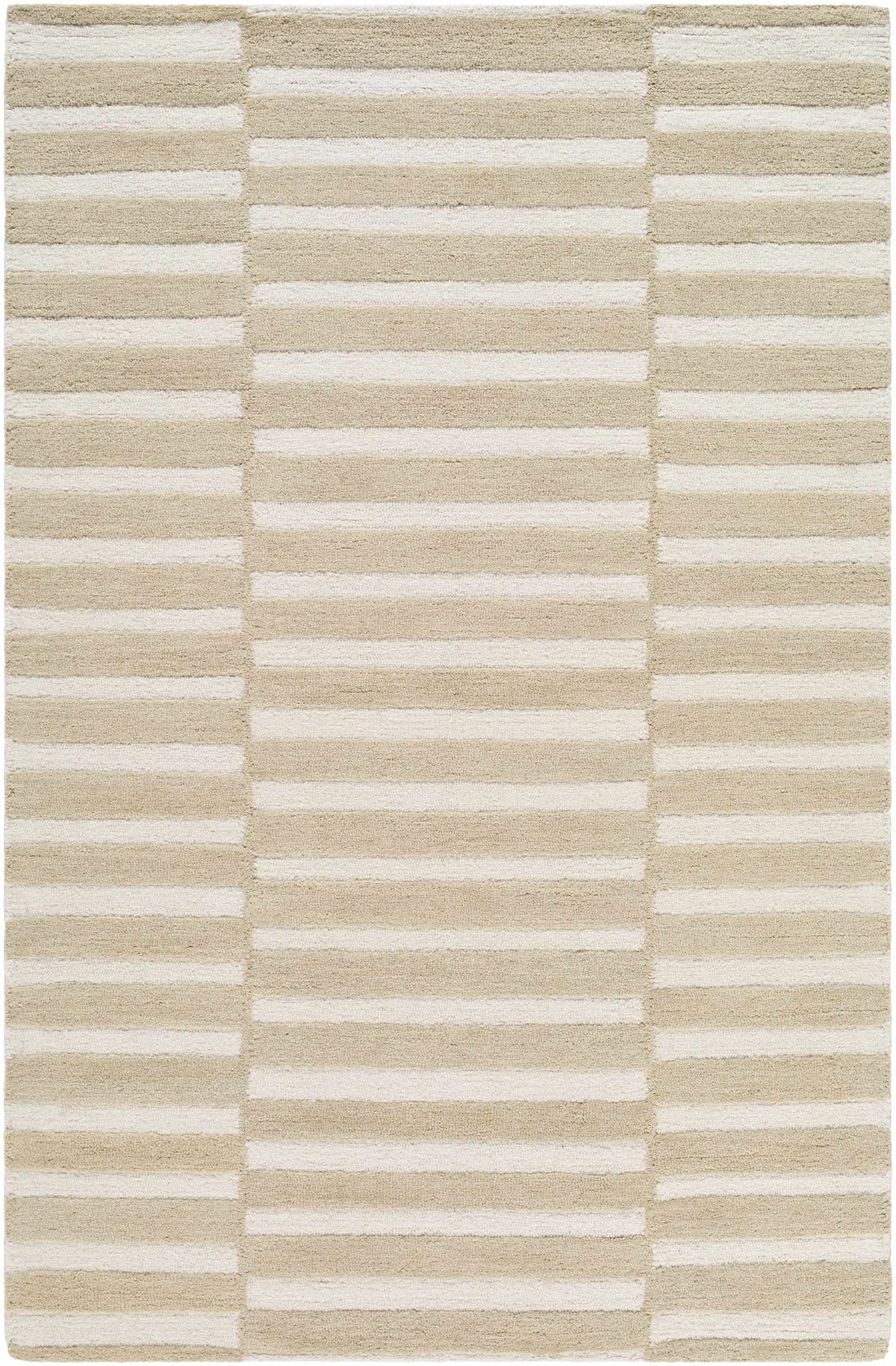 Idaho Broken-Striped Beige Area Rug
