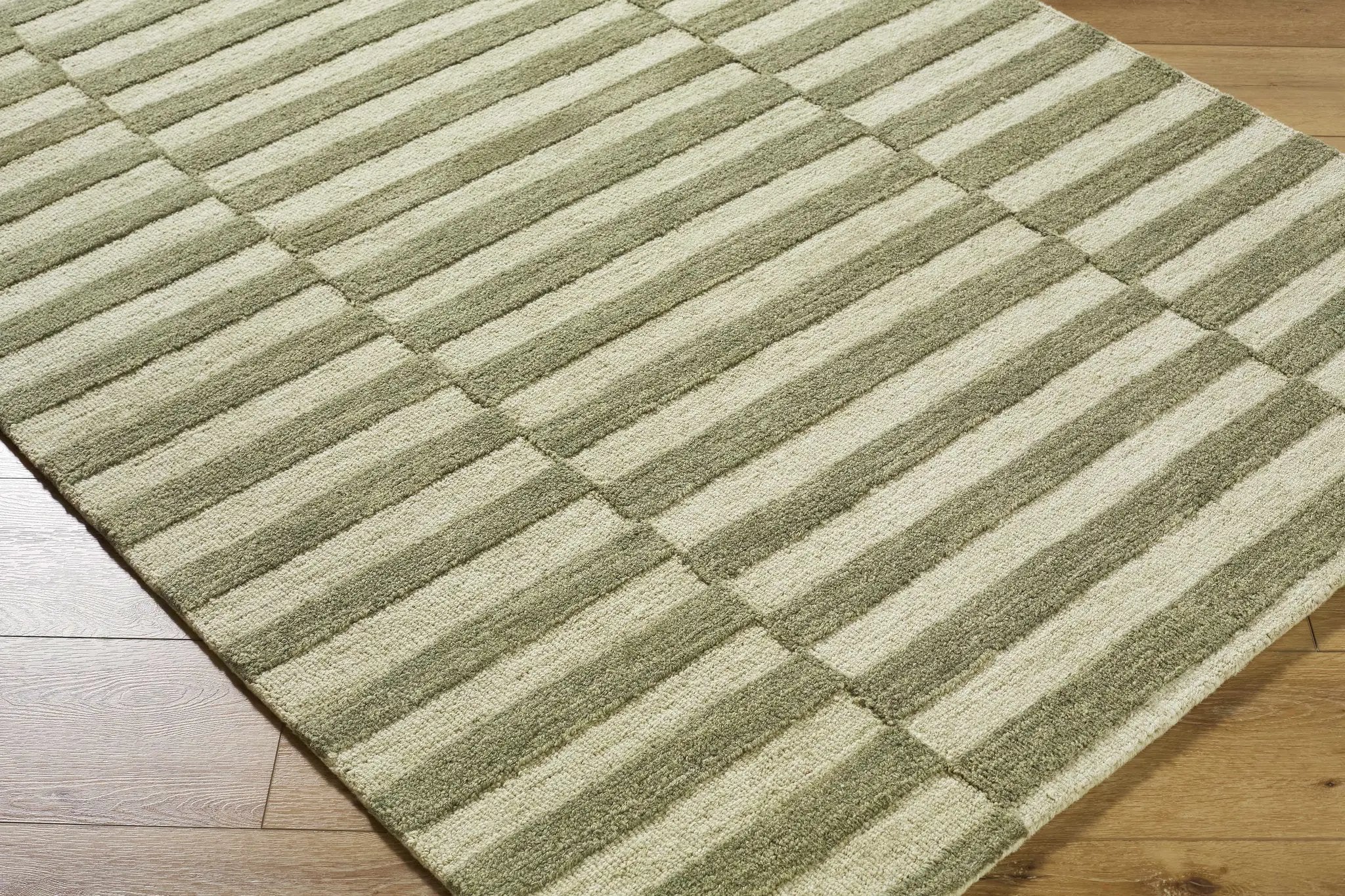 Idaho Broken-Striped Green Area Rug by Boutique Rugs