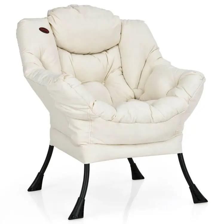 Upholstered Contemporary Cushioned Accent Chair with Side Pocket in Beige by HomePacific