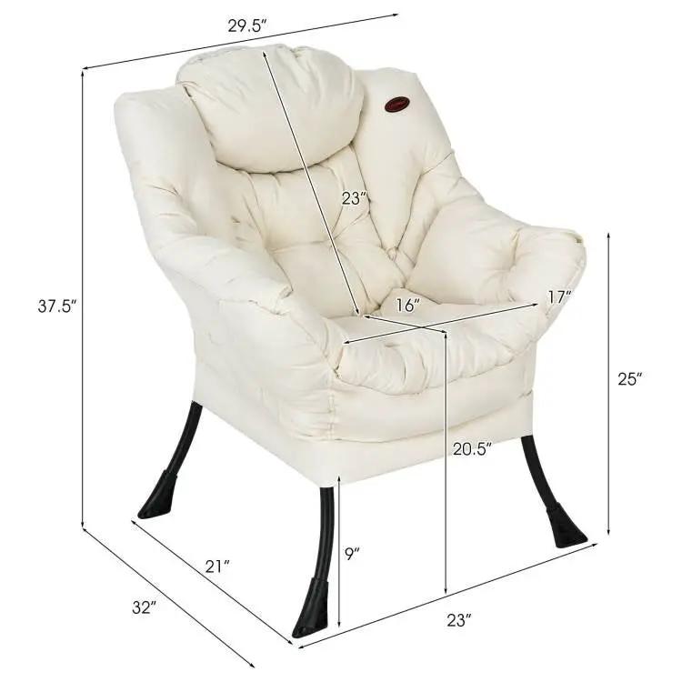 Upholstered Contemporary Cushioned Accent Chair with Side Pocket in Beige by HomePacific