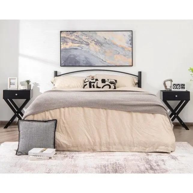 Retro Black X-Shape 1 Drawer Nightstand Coffee Table by HomePacific