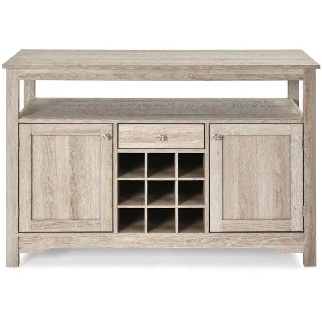 Gray Oak Buffet Server 9 Bottle Wine Cabinet Console by HomePacific