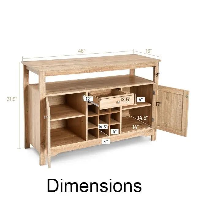 Gray Oak Buffet Server 9 Bottle Wine Cabinet Console by HomePacific