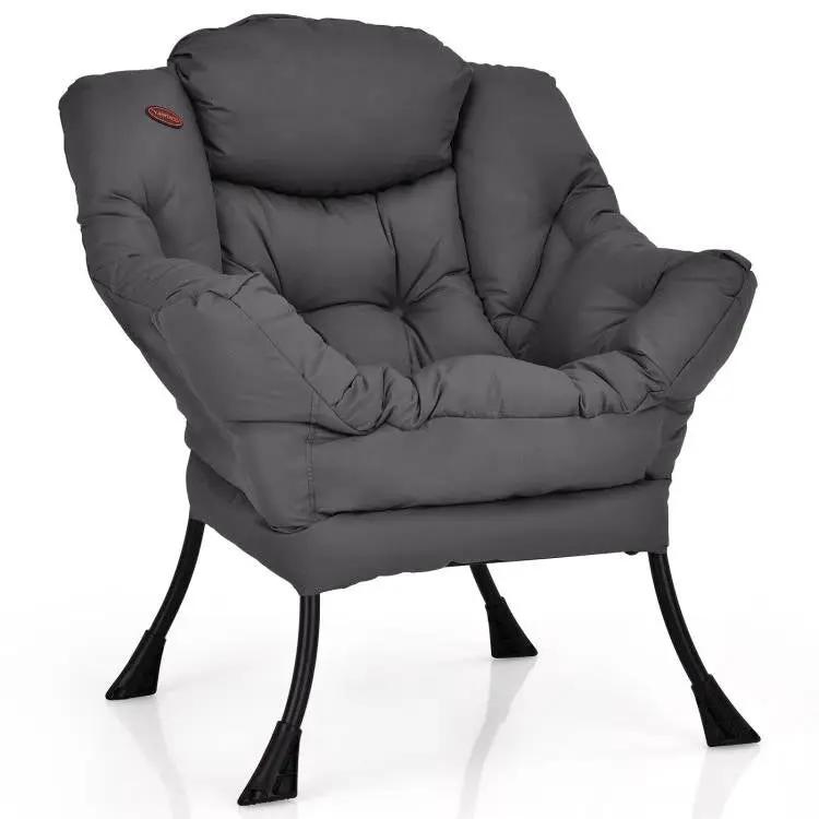 Upholstered Modern Cushioned Accent Chair with Side Pocket in Grey by HomePacific