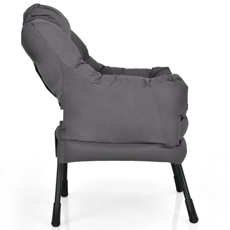 Upholstered Modern Cushioned Accent Chair with Side Pocket in Grey by HomePacific