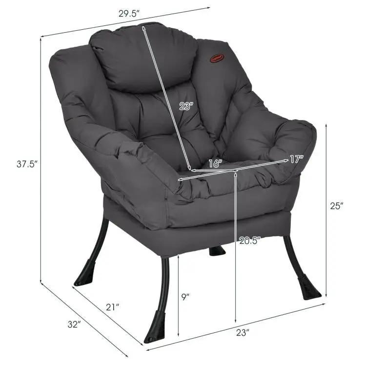 Upholstered Modern Cushioned Accent Chair with Side Pocket in Grey by HomePacific