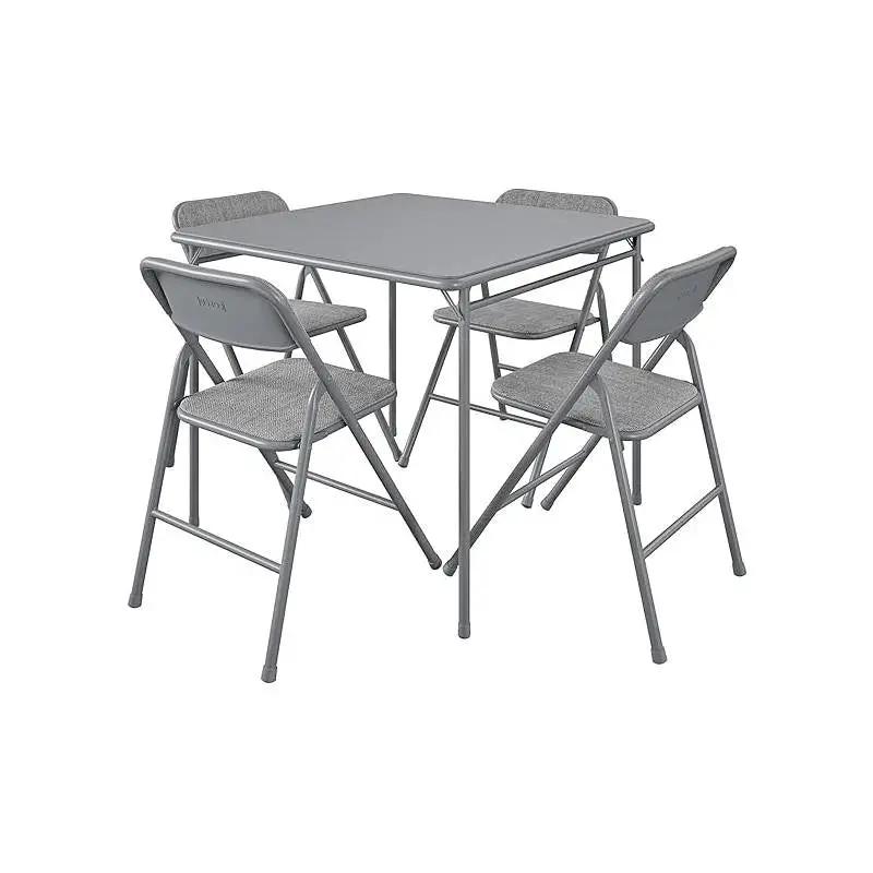 5-Piece Square Folding Dining Table and 4 Chairs Set in Grey by HomePacific