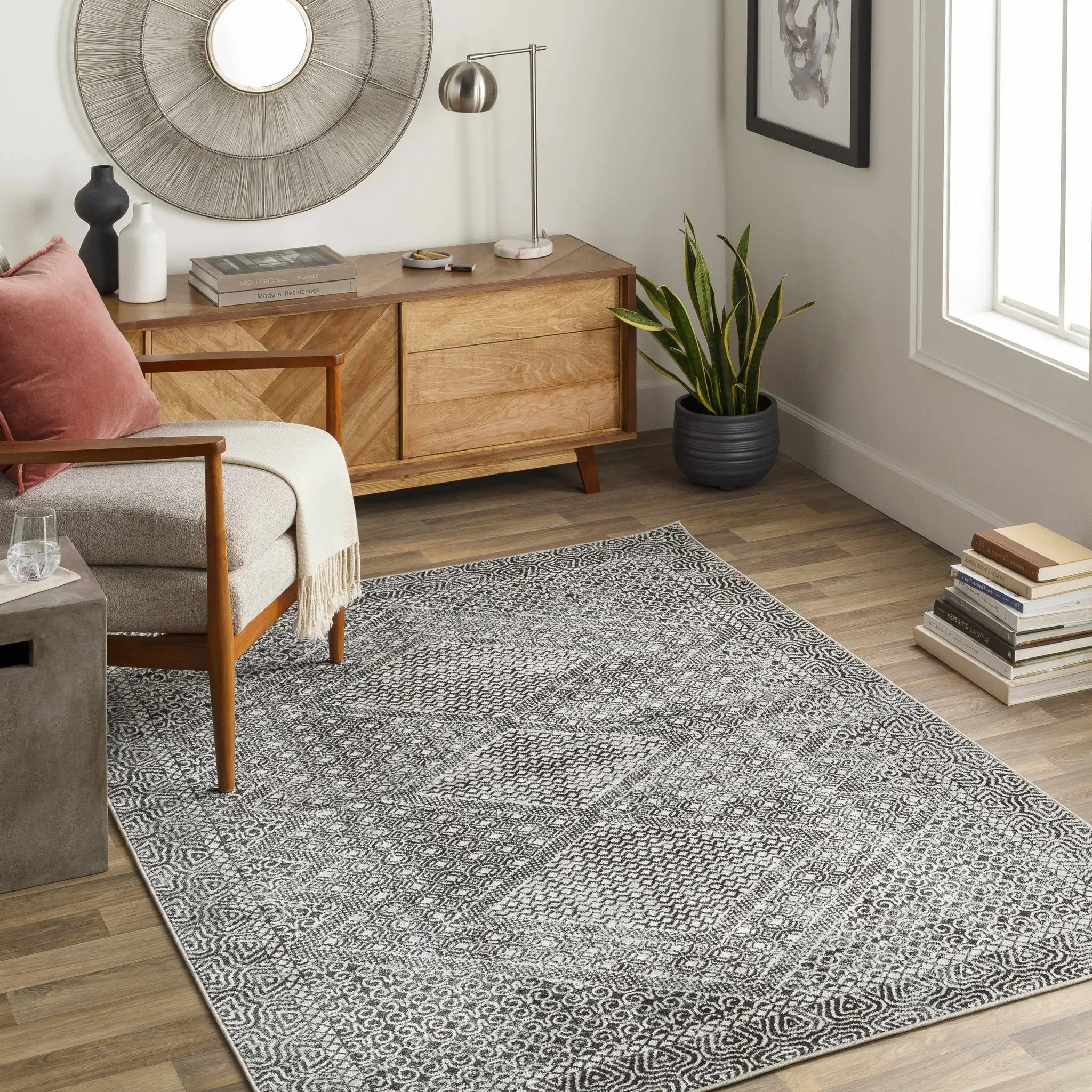 Coledale Black & White Washable Rug - Clearance by Boutique Rugs