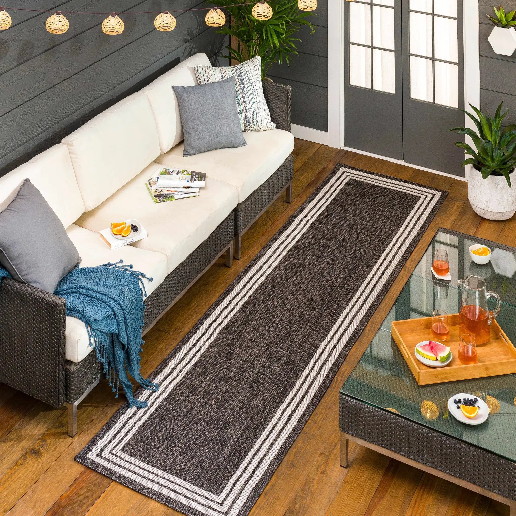 Coonamble Bordered Anthracite Outdoor Rug by Boutique Rugs
