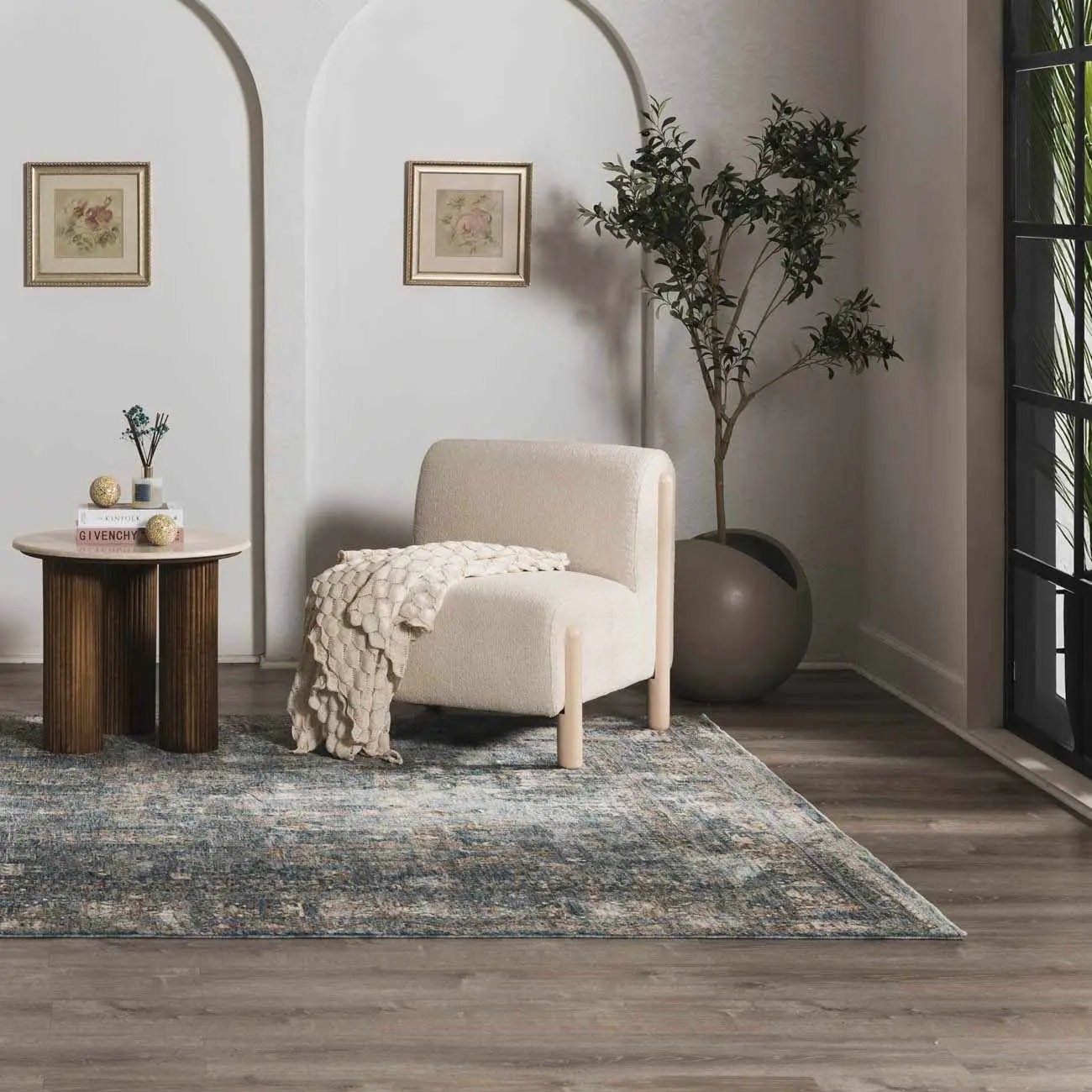 Mirabel Denim Blue Traditional Rug by Boutique Rugs