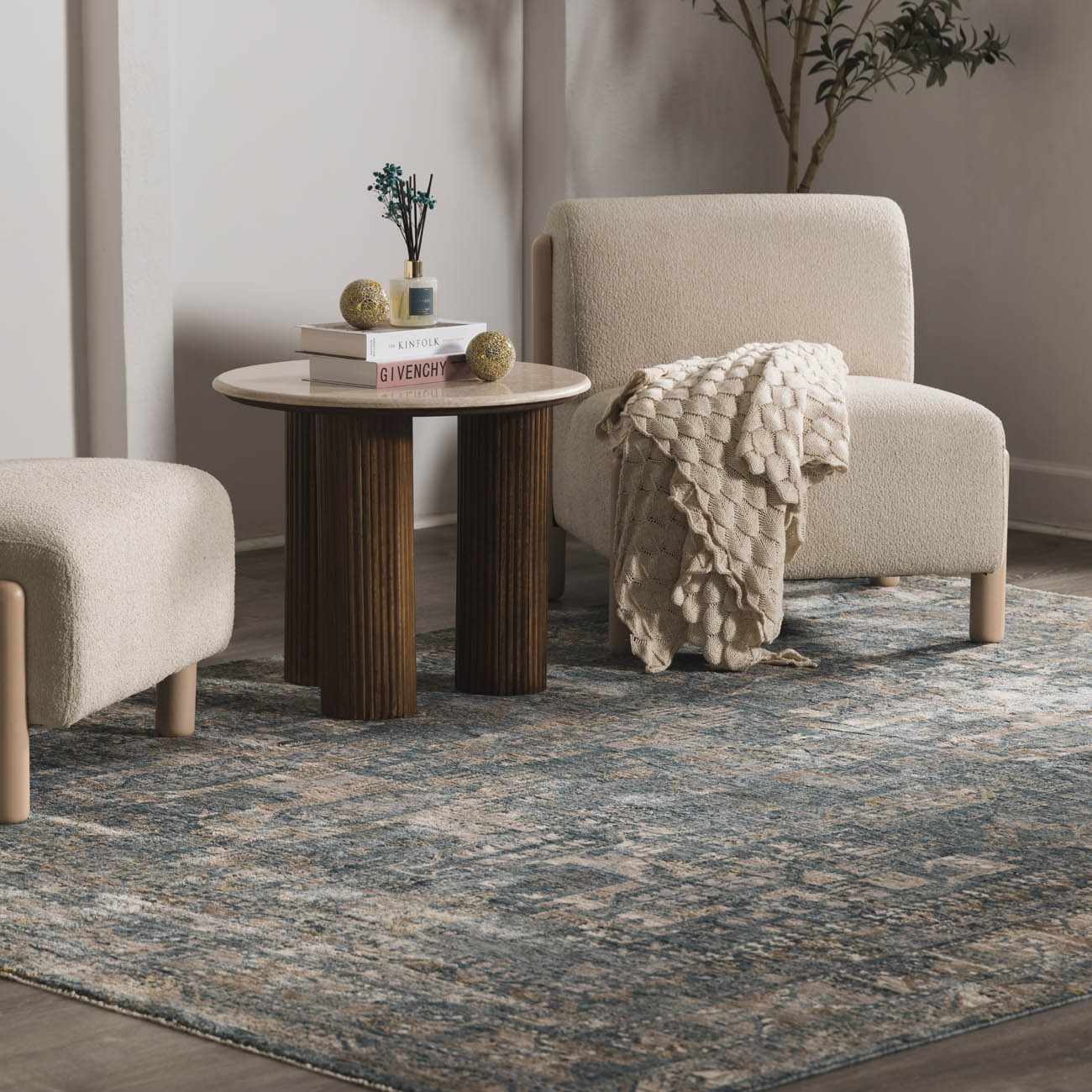 Mirabel Denim Blue Traditional Rug by Boutique Rugs