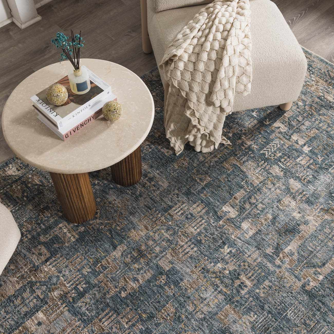 Mirabel Denim Blue Traditional Rug by Boutique Rugs