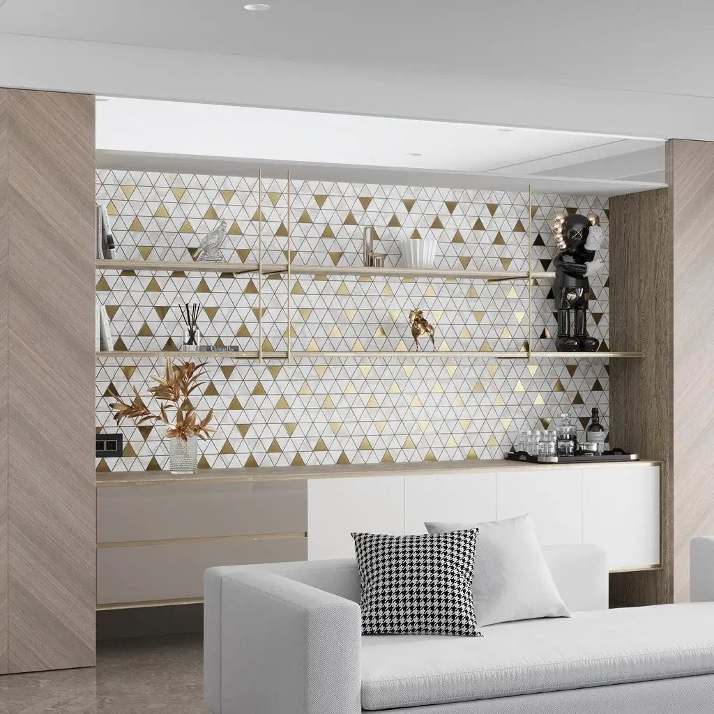 White Gold 10x11 Matte Triangle Porcelain Mosaic Tile (11 pack, 8.58 sq ft/case) by Apollo Tile