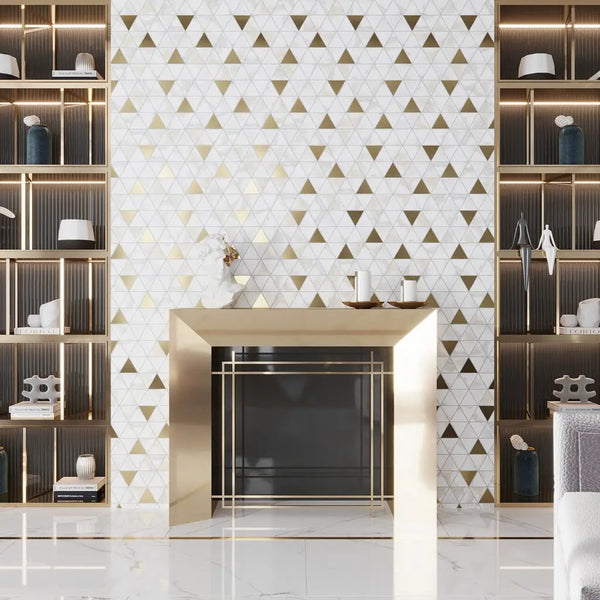 Bright White Gold 24x48 Polished Porcelain Large Format Tile (2 pack, 15.5 sq ft/case)